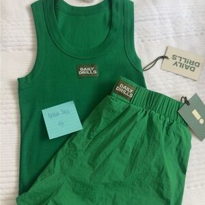 Daily Drills Green Tank Top and shorts set